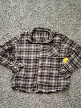 Stanley Plaid Flannel Shirt in Brown, Cream and Black- size 2XL